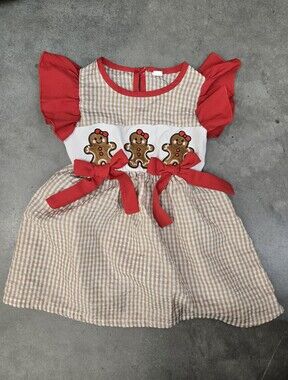 Cute Baby Toddler Girl Christmas Ginger Bread Cookies Dress
